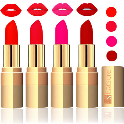 

Forsure Golden Velvet Matte Lipstick(Hot Red,Red,Peach,Coffee, 14 g)