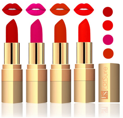 

Forsure Golden Velvet Matte Lipstick(Coffee,Purple,Chocolate,Hot Red, 14 g)