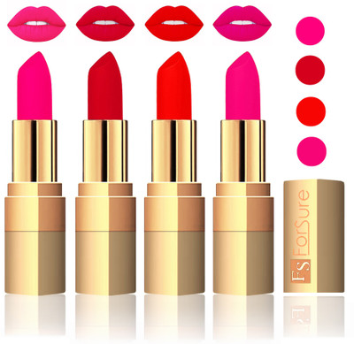 

Forsure Golden Velvet Matte Lipstick(Peach,Mauve,Fast Red,Pink, 14 g)