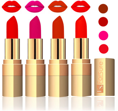 

Forsure Golden Velvet Matte Lipstick(Sweet Red,Purple,Chocolate,Hot Red, 14 g)