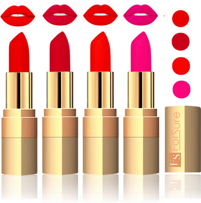 

Forsure Golden Velvet Matte Lipstick(Sweet Red,Mauve,Fast Red,Pink, 14 g)