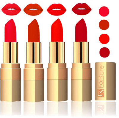 

Forsure Golden Velvet Matte Lipstick(Red,Chocalate,Hot Red,Maroon, 14 g)
