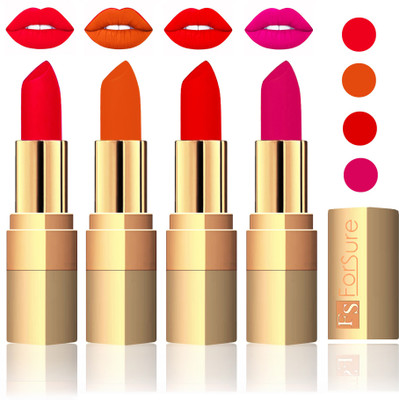 

Forsure Golden Velvet Matte Lipstick(Sweet Pink,Light Brown,Sweet Red,Purple, 14 g)