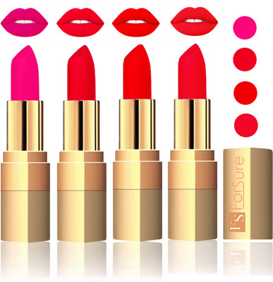 

Forsure Golden Velvet Matte Lipstick(Pink,Sweet Pink,Romantic Red,Red, 14 g)