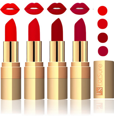 

Forsure Golden Velvet Matte Lipstick(Sweet Red,Soft Red,Maroon,Plum, 14 g)