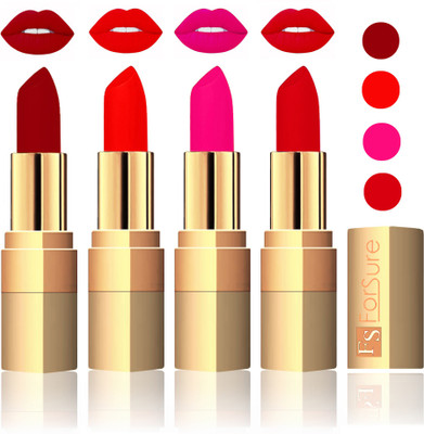 

Forsure Golden Velvet Matte Lipstick(Maroon,Fast Red,Pink,Soft red, 14 g)