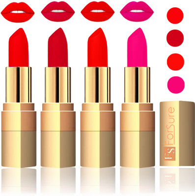 

Forsure Golden Velvet Matte Lipstick(Romantic Red,Mauve,Fast Red,Pink, 14 g)