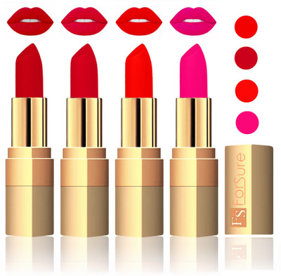 

Forsure Golden Velvet Matte Lipstick(Maroon,Mauve,Fast Red,Pink, 14 g)