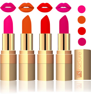 

Forsure Golden Velvet Matte Lipstick(Pink,Light Brown,Sweet Red,Purple, 14 g)