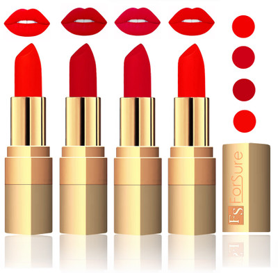 

Forsure Golden Velvet Matte Lipstick(Hot Red,Maroon,Mauve,Fast Red, 14 g)