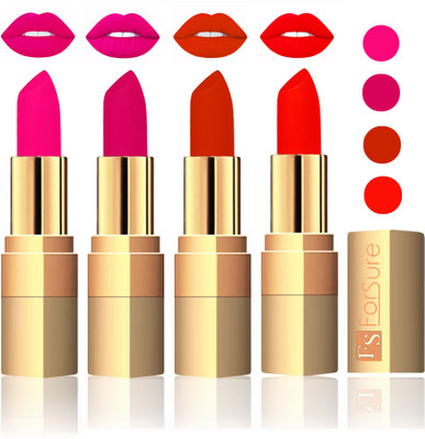 

Forsure Golden Velvet Matte Lipstick(Pink,Purple,Chocolate,Hot Red, 14 g)