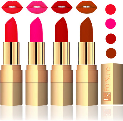 Forsure Golden Velvet Matte Lipstick(Red,Peach,Coffee,Brown, 14 g)