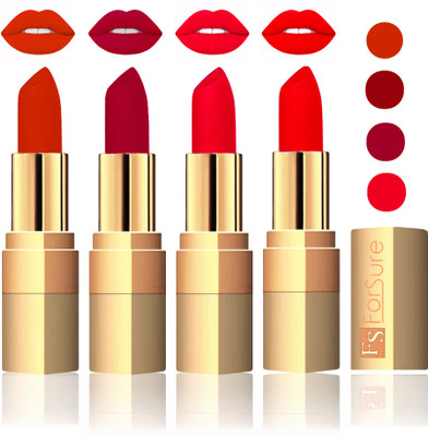 

Forsure Golden Velvet Matte Lipstick(Chocolate,Plum,Sweet Pink,Romantic Red, 14 g)