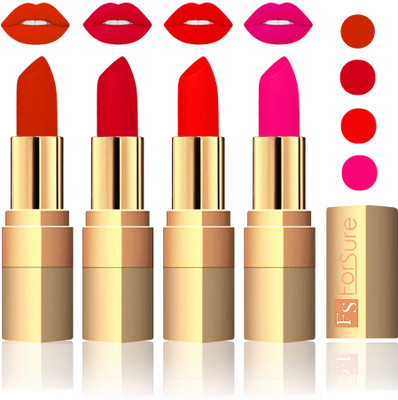 

Forsure Golden Velvet Matte Lipstick(Chocolate,Mauve,Fast Red,Pink, 14 g)