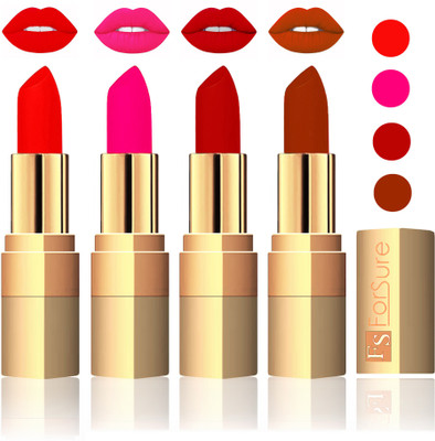 

Forsure Golden Velvet Matte Lipstick(Fast Red,Peach,Coffee,Brown, 14 g)