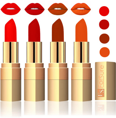 

Forsure Golden Velvet Matte Lipstick(Fast Red,Coffee,Brown,Light Brown, 14 g)