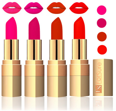 

Forsure Golden Velvet Matte Lipstick(Peach,Purple,Chocolate,Hot Red, 14 g)