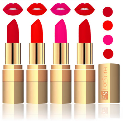 

Forsure Golden Velvet Matte Lipstick(Mauve,Fast Red,Pink,Soft Red, 14 g)