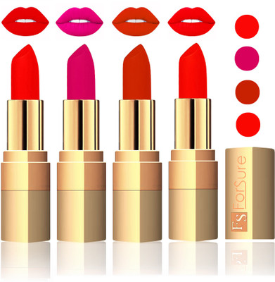 

Forsure Golden Velvet Matte Lipstick(Fast Red,Purple,Chocolate,Hot Red, 14 g)