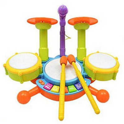 

crazy toys Dynamic Fun Beats Jazz Musical Drum Set With MIC Toys Children(Multicolor)
