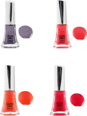 

Glam Girlz nail polish combo(set of 4) Orange, Pink, Purple(Pack of 4)