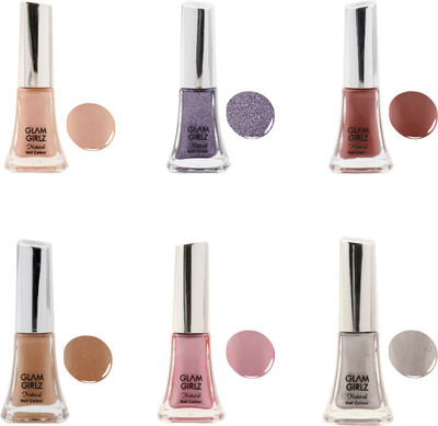 

Glam Girlz nail polish combo(set of 6) Grey, Purple, Brown, Nude(Pack of 6)