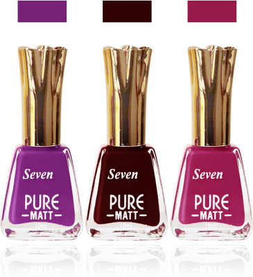 

Seven seas cosmetics makeup Exclusive flower matte Nail Polish combo Set of 3 color purple magenta maroon