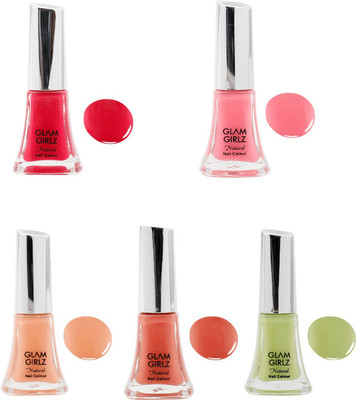

Glam Girlz nail polish combo(set of 5) Pink, Green, Nude, Beige(Pack of 5)