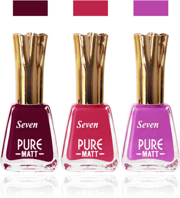 

Seven makeup Exclusive flower matte Nail Polish combo Set of 3 color orange pink l purple l falsa