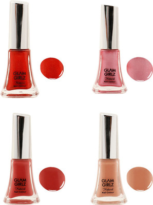 

Glam Girlz nail polish combo(set of 4) Red, Pink, Beige, Brown(Pack of 4)
