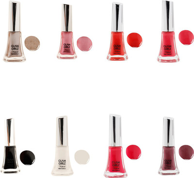 

Glam Girlz nail polish combo(set of 8) White, Black, Red, Pink(Pack of 8)