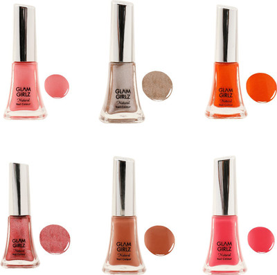 

Glam Girlz nail polish combo(set of 6) Orange, Brown, Pink(Pack of 6)