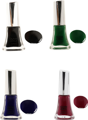 

Glam Girlz nail polish combo(set of 4) Black, Green, Blue, Maroon(Pack of 4)