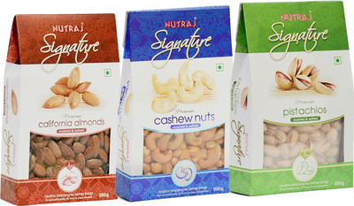 

Nutraj Roasted Cashews, Almonds & Pistachios Combo Pack of 3 (200 Gm Each) Pistachios, Cashews, Almonds(600 g, Pouch)