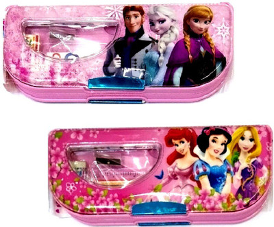 

S2KCrafts S2KC-1137 Princess Barbies stationery kit inside the box Art Plastic Pencil Boxes(Set of 2, Pink, Pink)
