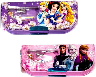 

S2KCrafts S2KC-1129 Princess Barbies stationery kit inside the box Art Plastic Pencil Boxes(Set of 2, Purple, Pink)