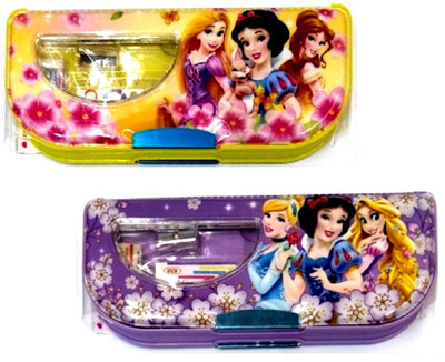 

S2KCrafts S2KC-1122 Princess Barbies stationery kit inside the box Art Plastic Pencil Boxes(Set of 2, Yellow, Purple)