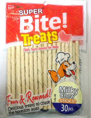 

Super Bite Milky Chew Stick 5" Veg Dog Treat (30 pcs) Dog Treat(200 g)