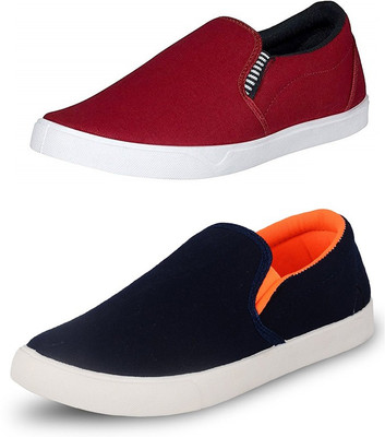 

Navchetan Slip On Sneakers For Men(Multicolor, Maroon