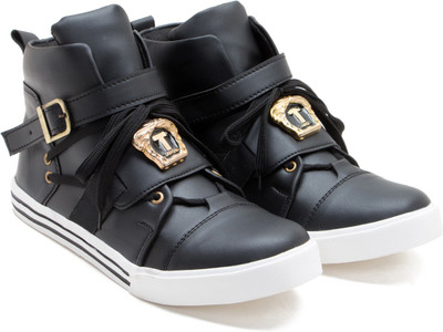 

Zixer Imported Synthetic Leather Sneakers For Men(Black, Bold black