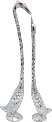 

Art N Hub Feng Shui Romantic White Metal Swan Pair (H-33cm) Decorative Showpiece - 33 cm(Silver Plated, Silver)