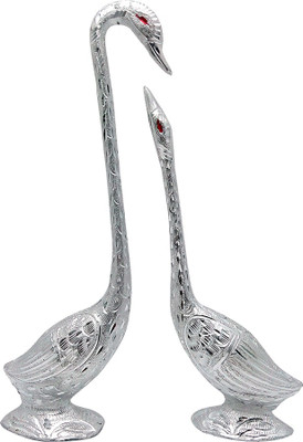 

Art N Hub Romantic Swan Pair Love Couple Home Décor Gift Decorative Showpiece - 36 cm(Aluminium, Silver)