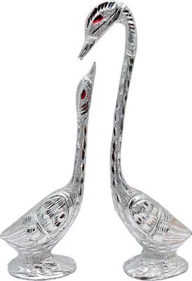 

Art N Hub Feng Shui Romantic White Metal Swan Pair (H-24cm) Decorative Showpiece - 24 cm(Silver Plated, Silver)