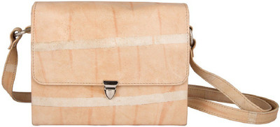 

TRYSCO Girls Casual Beige, White Genuine Leather Sling Bag
