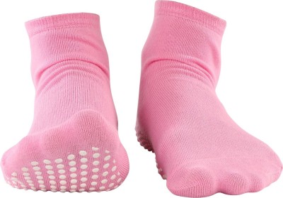 NOFALL Non-Slip Pink Color Cotton Socks Women Self Design Ankle Length(Pack of 2)