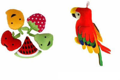 

Deals India soft toy Fruits(set of 5)(15 cm) and Parrot Soft Toy (12 inch) combo - 15 cm(Multicolor)