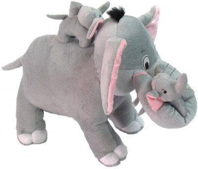 PMCASE Mother Elephant with Two Cute Baby - 40 cm(Grey)