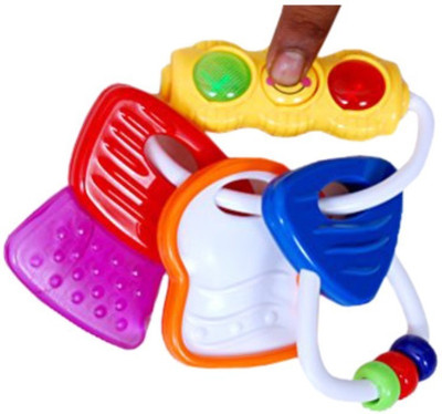 

Guru Kripa Baby Products  Baby Products Presents BPA-Free Non Toxic Toddler And Infant Baby Silicone Tooth Gel Sooter Teether Keys Ring Teething Toys For Baby Rattle Toy Textured Water Filled Make Relax for Baby (Light Teether) Teether(Multicolor)