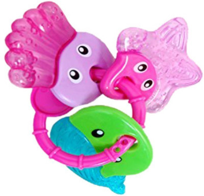 

Guru Kripa Baby Products ™ Presents BPA-Free Non Toxic Toddler And Infant Baby Silicone Tooth Gel Sooter Teether Keys Ring Teething Toys For Baby Rattle Toy Textured Water Filled Make Relax for Baby Pink Teether(Pink)