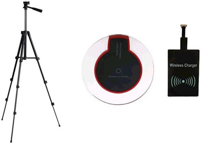 

FKU QI-Wireless Charger + Recevier with 3120 Tripod(Black, Supports Up to 2500 g)
